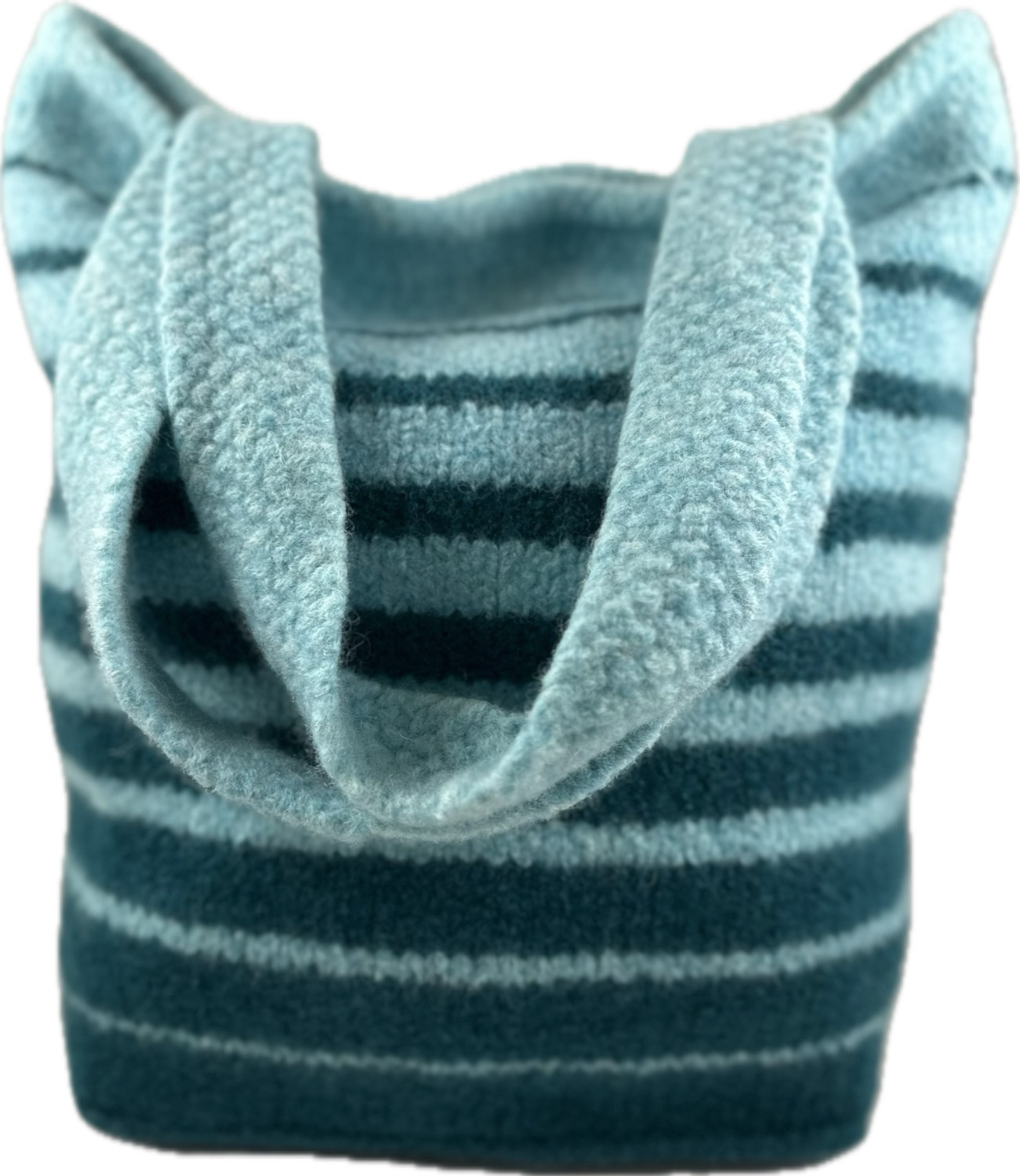 Teal and sky blue felted tote